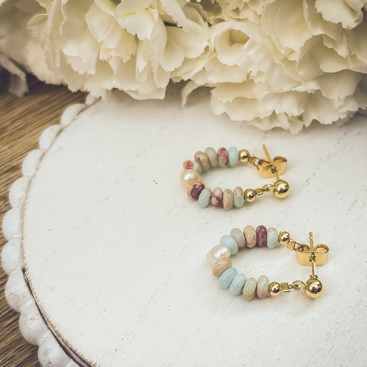 Beautiful Stone Huggie Earrings