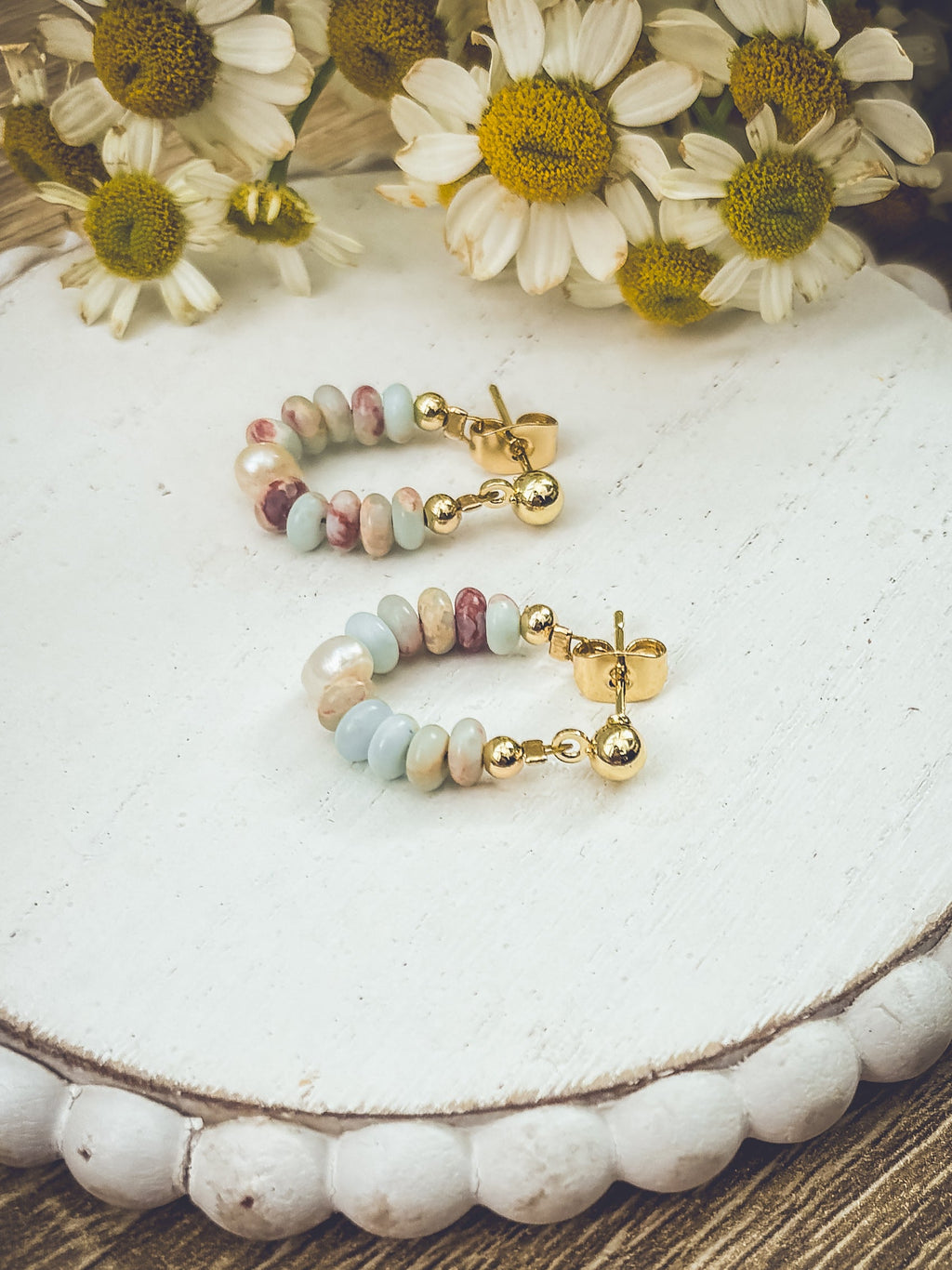 Beautiful Stone Huggie Earrings