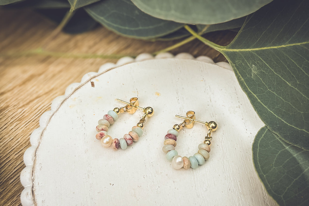 Beautiful Stone Huggie Earrings