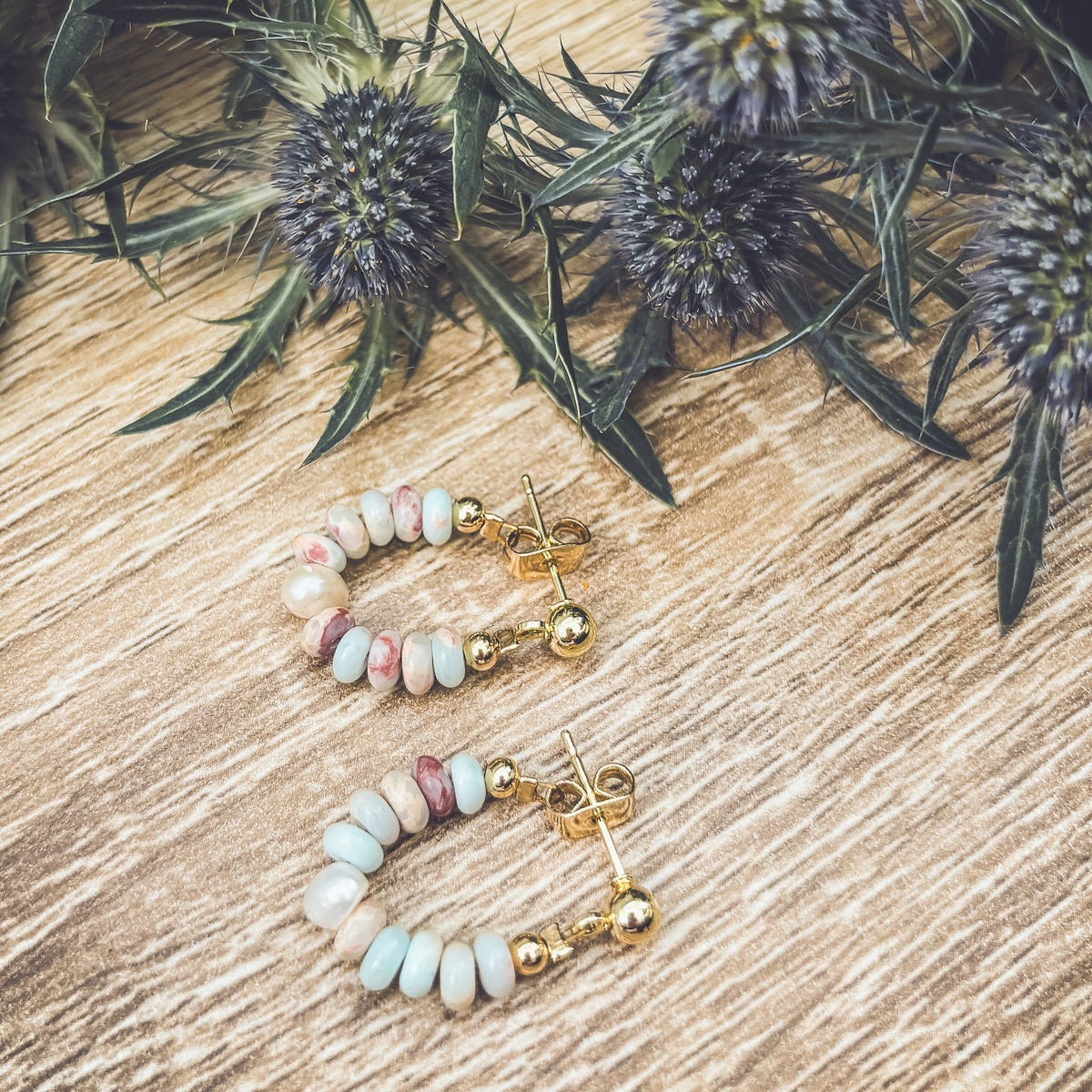 Beautiful Stone Huggie Earrings