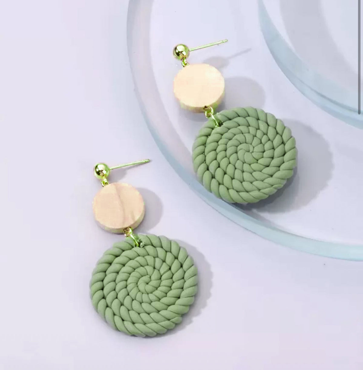 Beautiful Green Clay Earrings