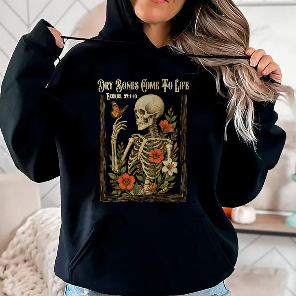 Christian Faith Dry Bones Come to Life Skeleton Floral T-Shirt - Halloween Unisex T-Shirt/Hoodie
