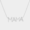 White Gold Dipped CZ Mama Metal Message Pendant Necklace