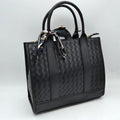 Woven Texture Tote Bag with Dual Top Handles and Scarf Accent