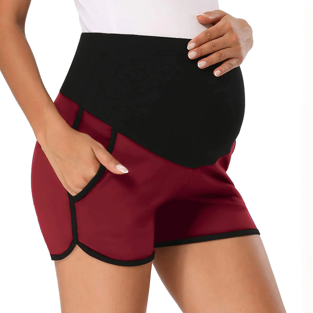 Fashionable Casual Maternity Sports Shorts with Belly Holder - # WOM21610007 - PRG